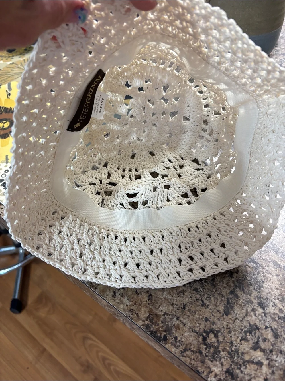 Peter Grimm Cream Crochet Bucket Hat